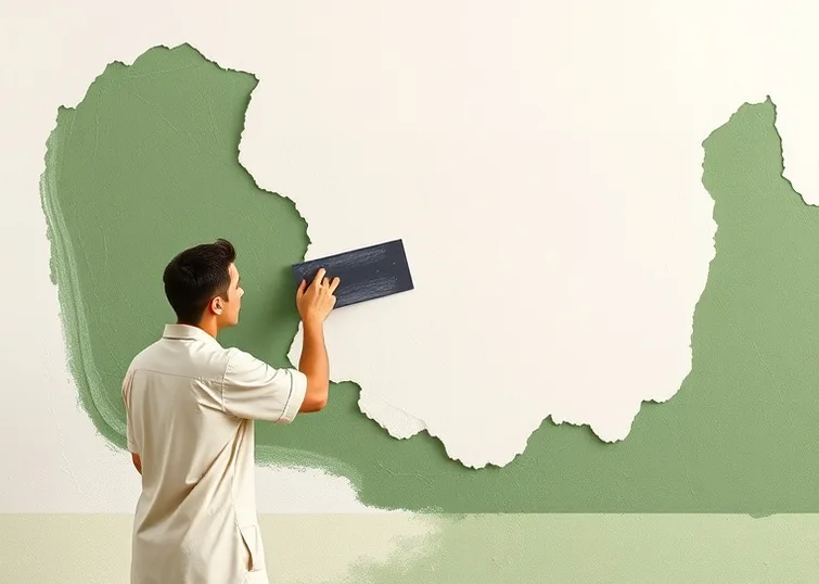 Application d'un enduit décoratif à la lisseuse sur un mur